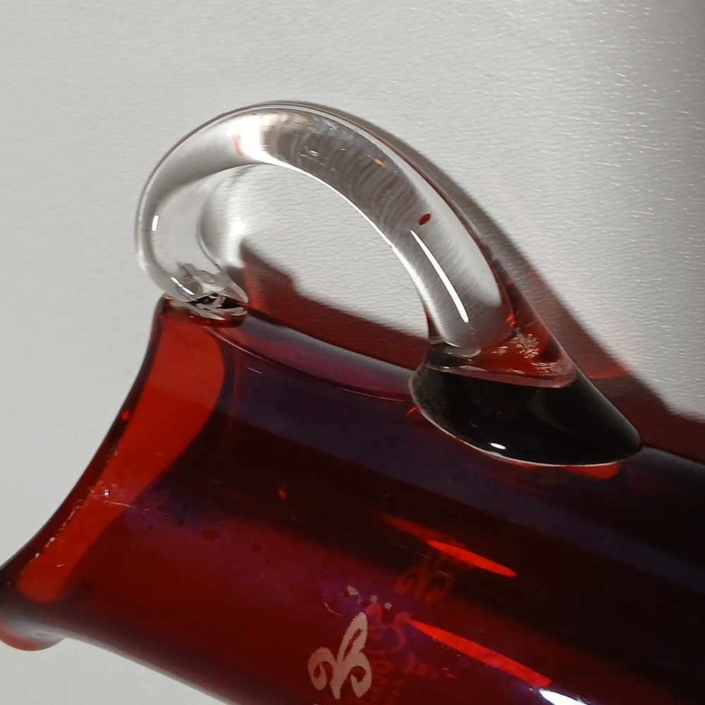 Ruby Red Stain Flash Glass Creamer to Clear Glass Handle Vintage 1907 - Picture 6 of 11